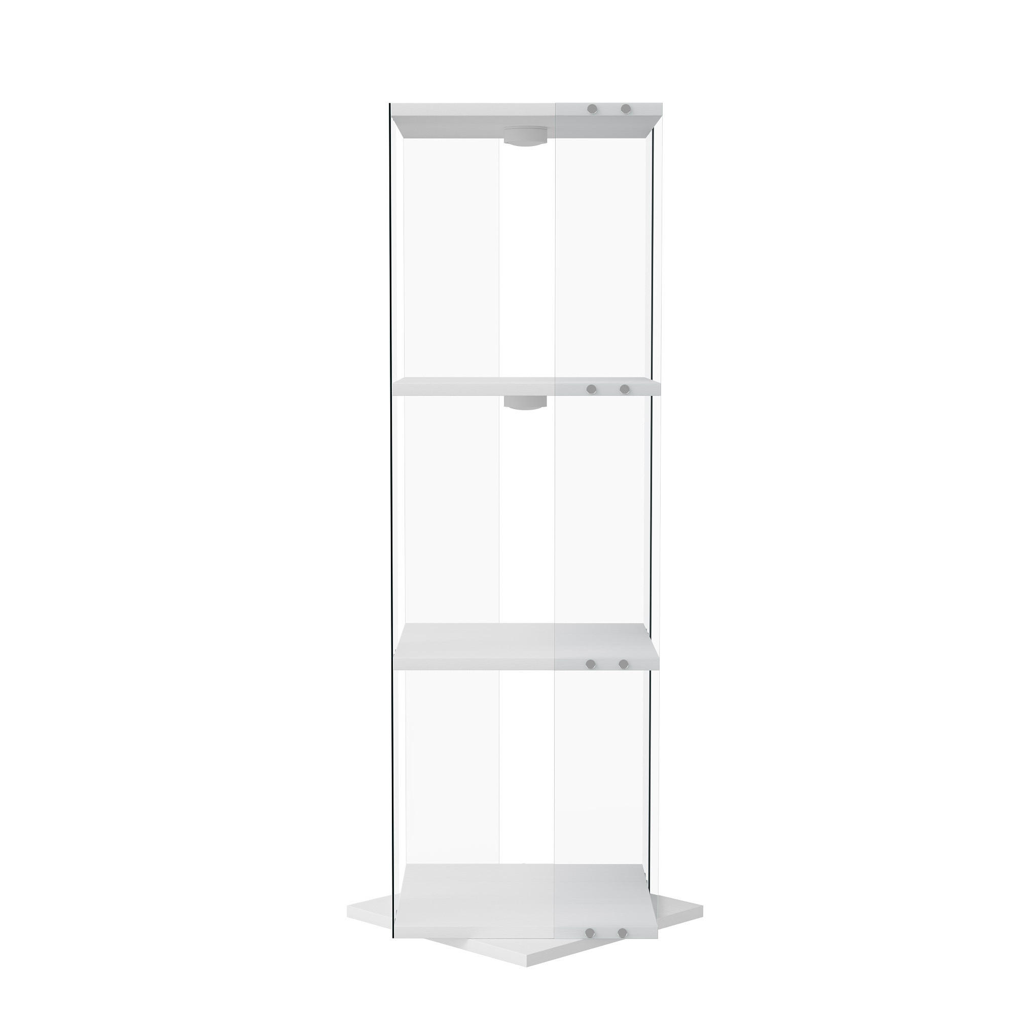 GLASVITRINE mit 3 Einlegeböden, 360-Grad-Drehbasis, Berührungs-LED, in Weiß - Weiß, Glas (38/121/38cm) - BRILVERDE