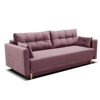 SCHLAFSOFA LEMA, Sofa mit Schlaffunktion und Bettkasten, Farbe: Rosa, Veloursstoff - Rosa, Textil (216/85/91cm) - Sepro Meble