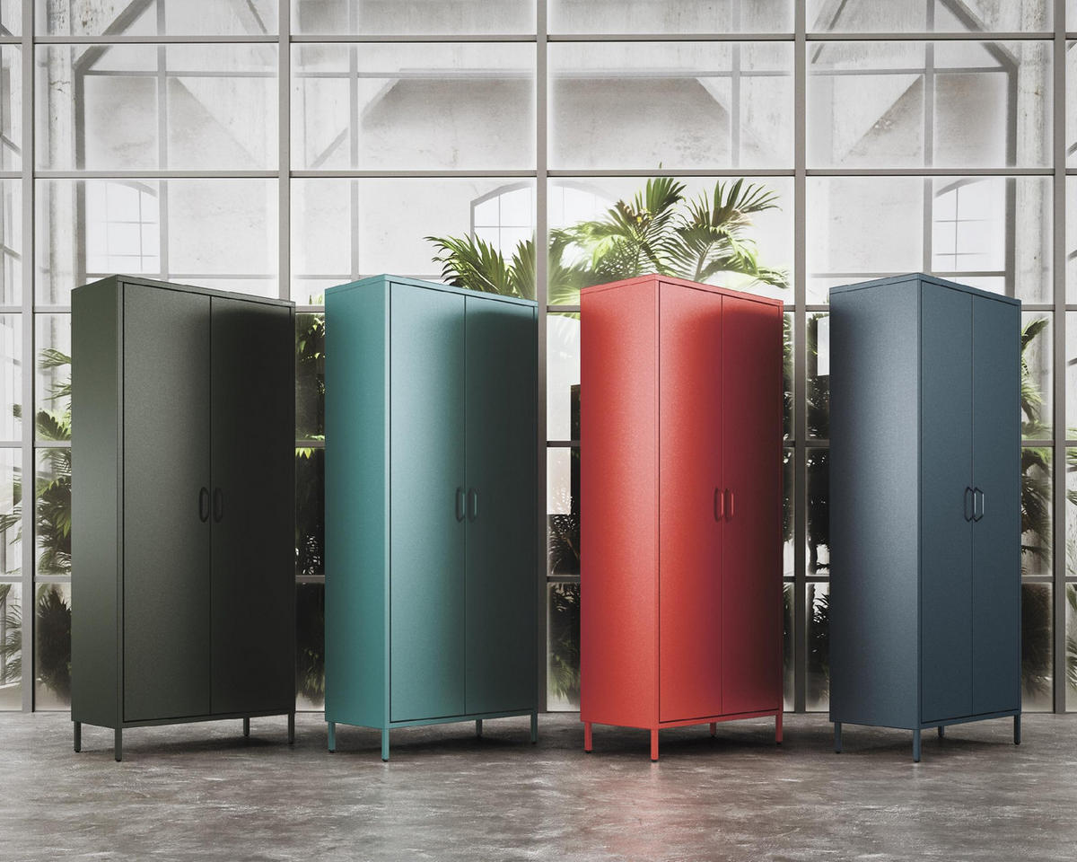 KLEIDERSCHRANK FLAVIO - Grün, Metall (80/185/45cm) - Jan Nowak