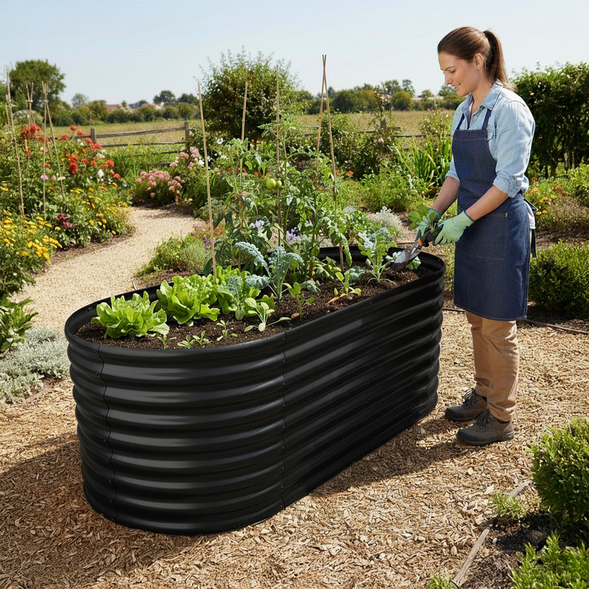 HOCHBEET - Schwarz, Metall (80/160/80cm) - Relaxdays