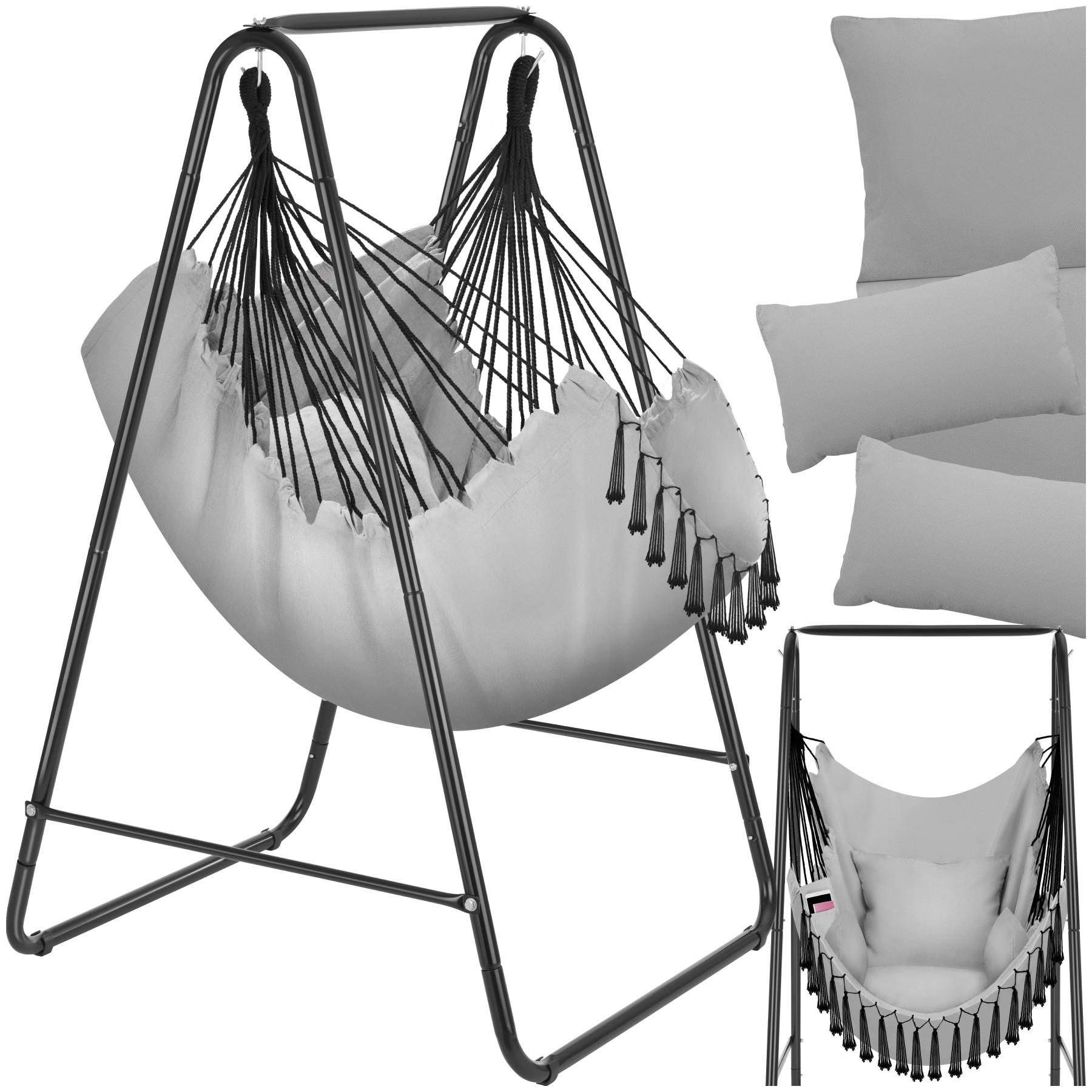 HÄNGESESSEL Alison,85 x 100 x 154,5 cm,grau - Grau, Naturmaterialien/Textil (85/154.5/100cm) - tectake
