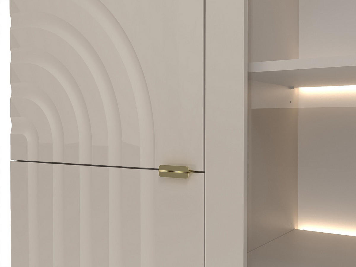 VITRINENSCHRANK - 100 x 45 - glas - beige Lesfara - Beige, Glas/Holz (100/190.5/45cm) - Vente-Unique