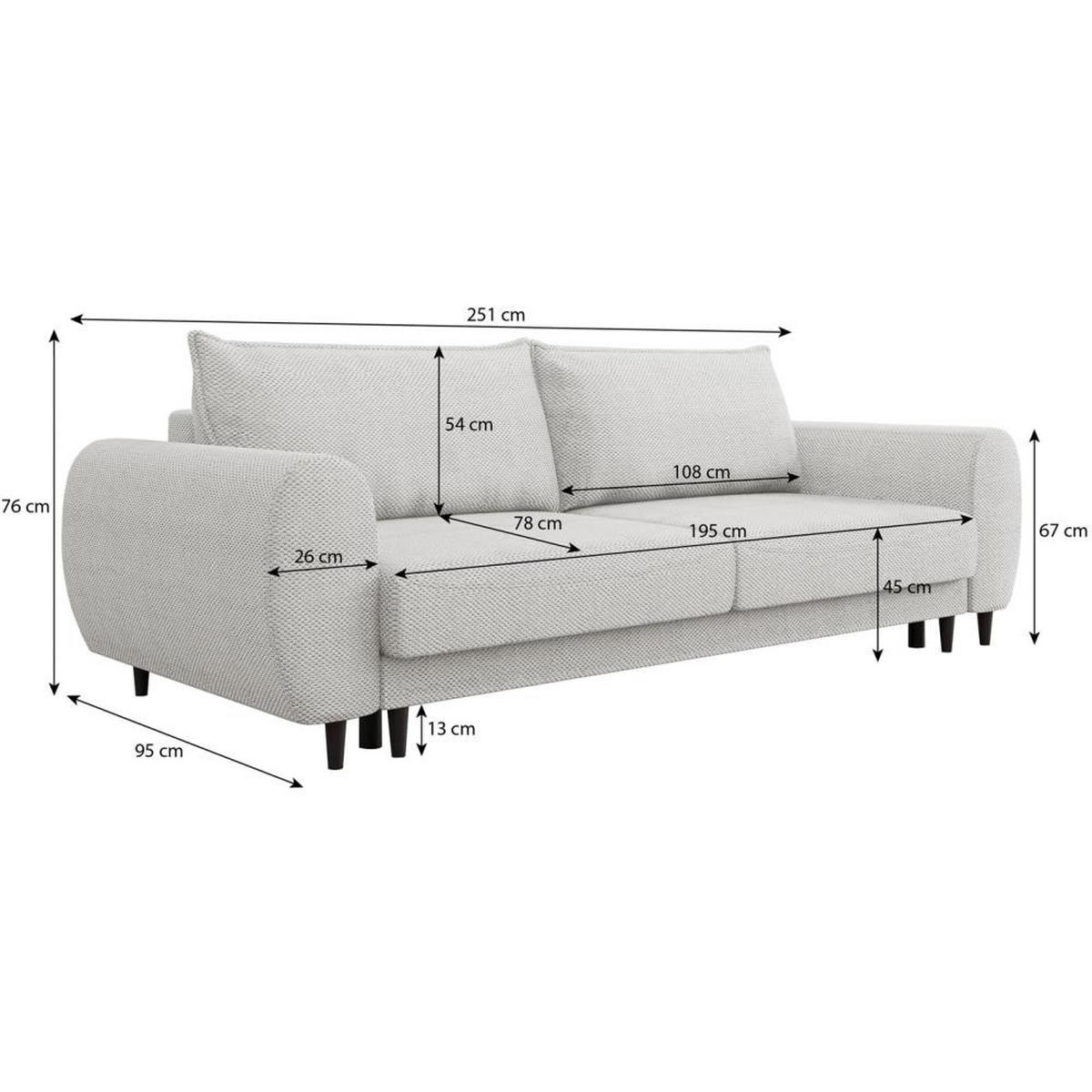 3-SITZER SCHLAFSOFA Cortez beige - Beige/Schwarz, Textil (251/76/95cm) - Beautysofa