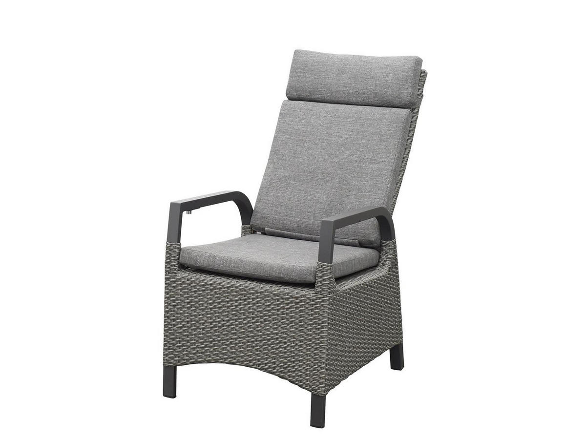 GARTENMÖBEL-SET Georgia 4 Aluminium ausziehbarer Tisch 10x Hochlehner Gartensessel - Anthrazit/Grau, Naturmaterialien - Green Spirit