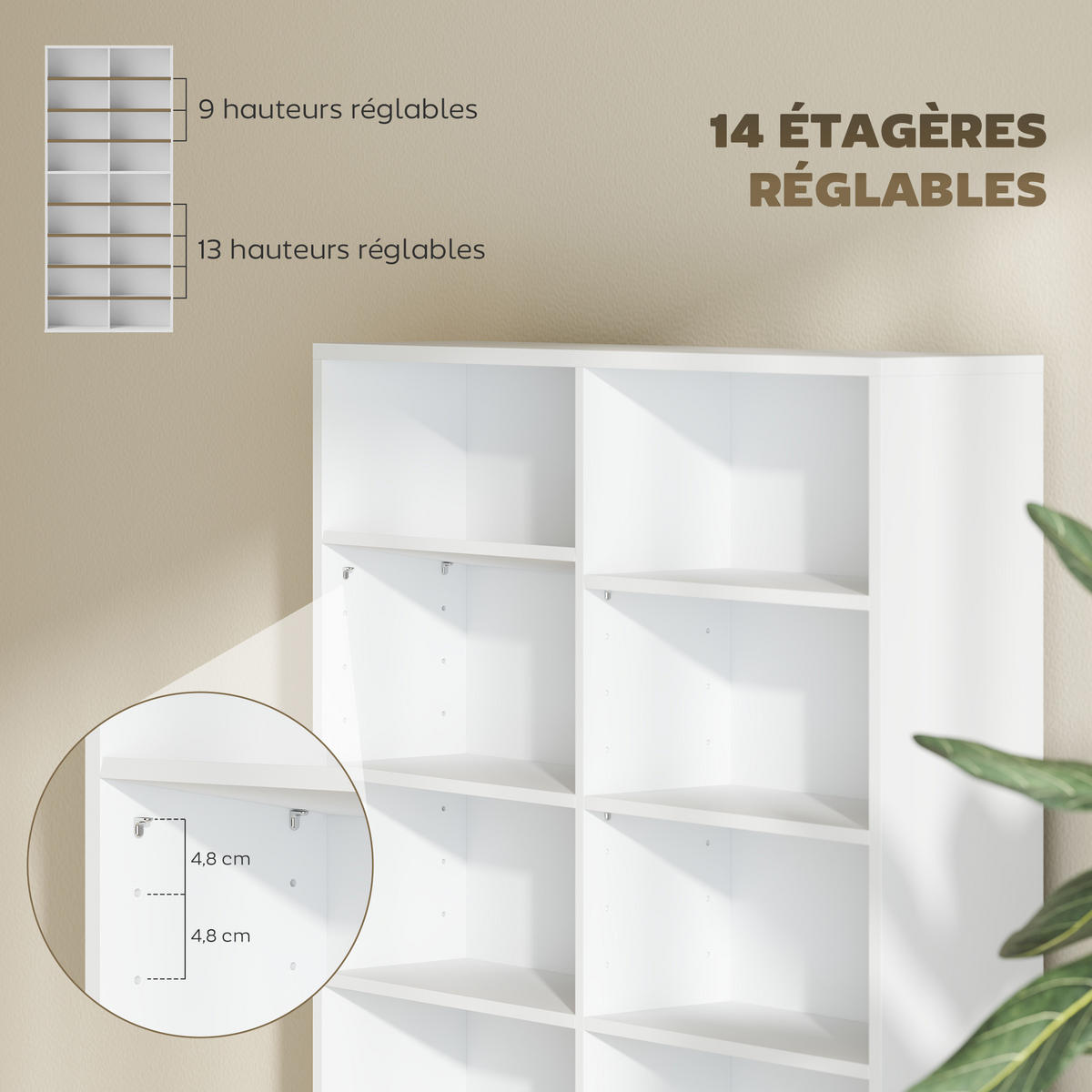 CD-REGAL DE-14454 18 Fächer, 640 CDs/360 DVDs Weiß - Weiß, Holzwerkstoff (24/175/78.5cm) - ComfortXL