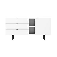 SIDEBOARD Myway, Weiß, 3 Schubladen, Minimalistisch, 160 cm - Schwarz/Weiß, Holzwerkstoff/Metall (160/80/41.6cm) - Skandica