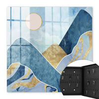 SCHLÜSSELBOX Schwarz 30x30 cm- Türöffnung nach rechts - Berglandschaft - Blau, Metall (30/30/5cm) - TULUP
