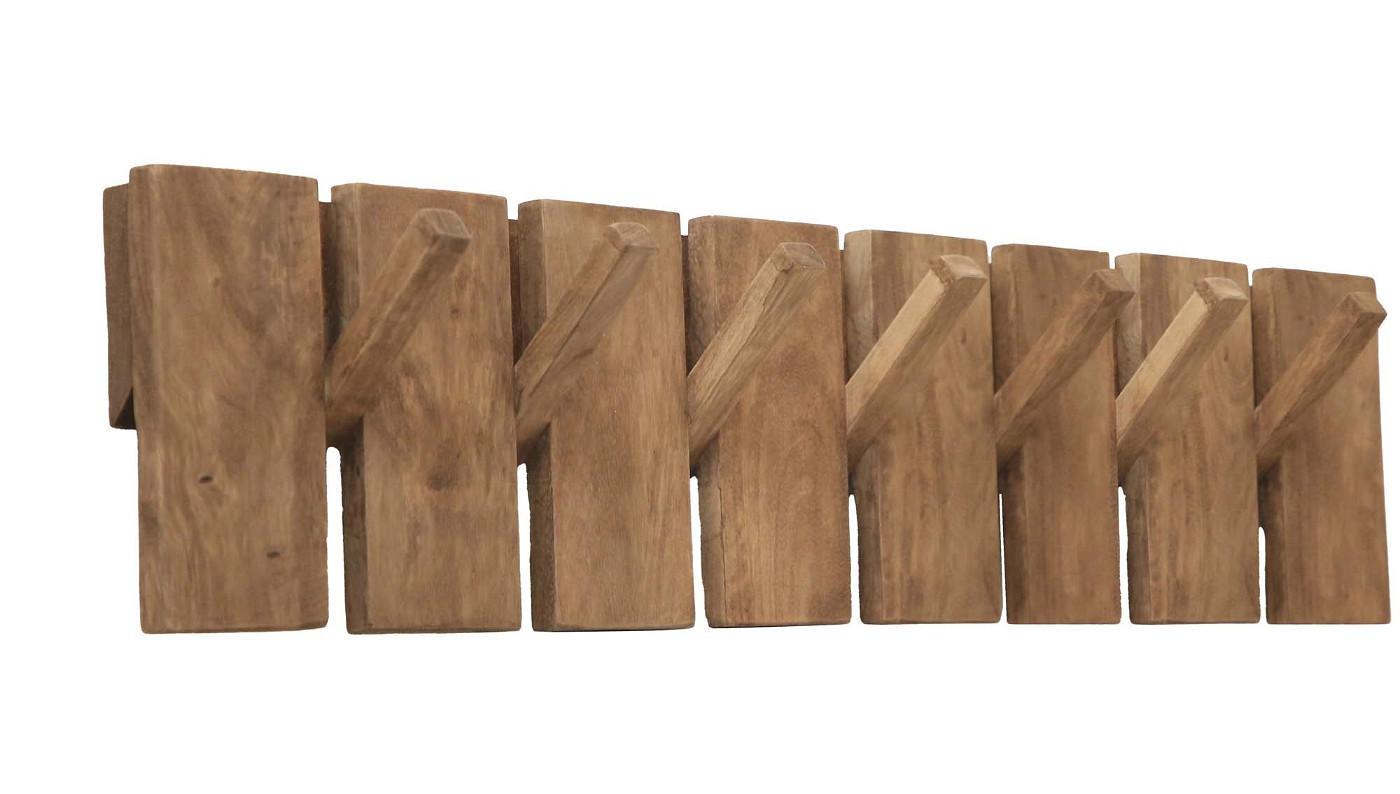 GARDEROBE mit 7-Haken 80cm, braun - Braun, Holz (75/18/4cm) - Giga Meubel