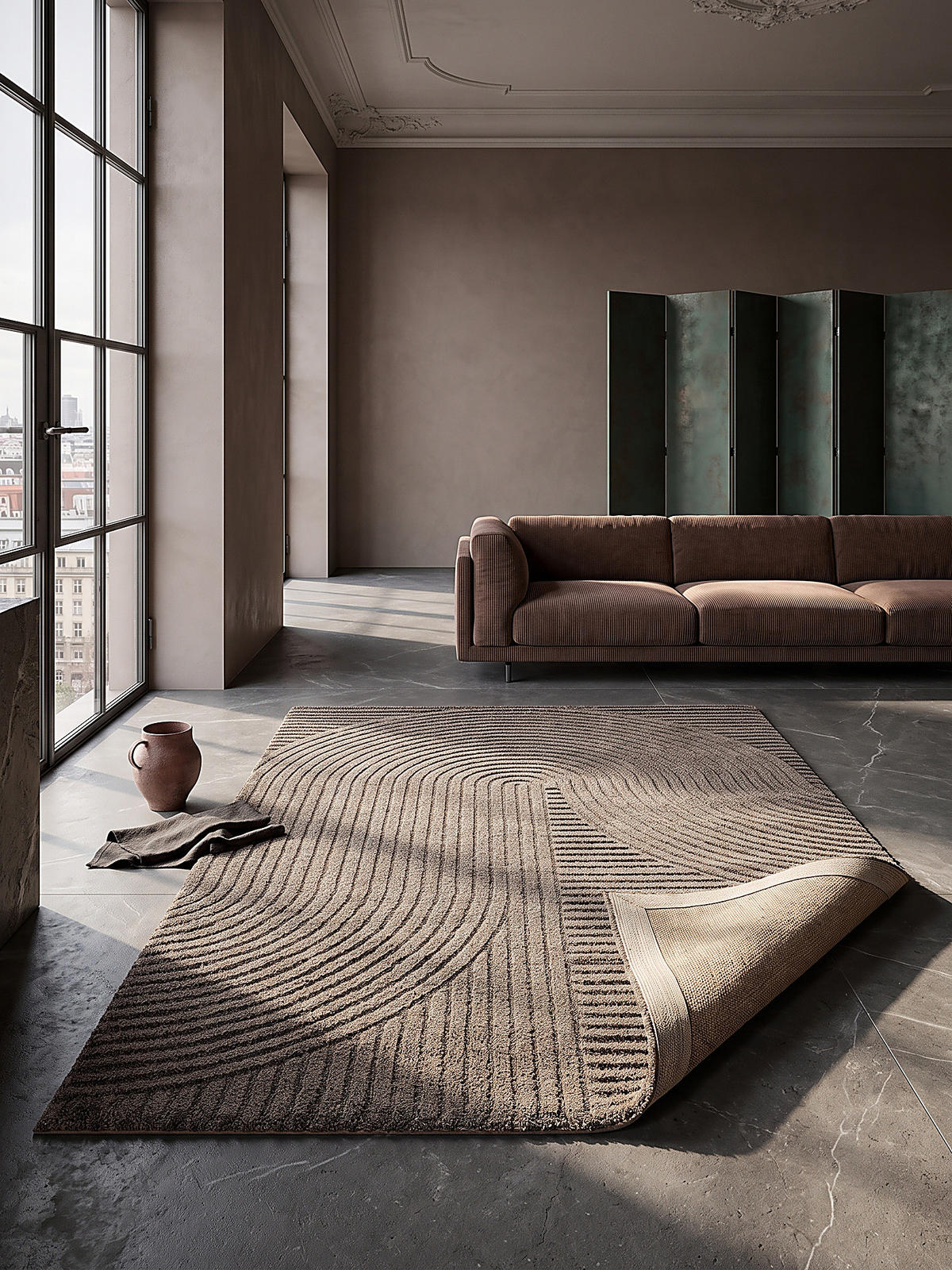 TEPPICH Kurzflor CETINA Geometrisch Polypropylen-Polyester Braun 200 x 290 cm - Braun, Textil (200/290cm) - KADIMA DESIGN