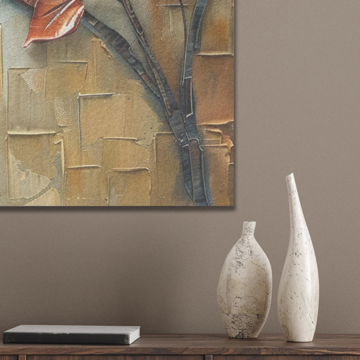 AKUSTIKBILD Baum - Abstrakt - Natur - Kunst Kunstdruck Schlafzimmer 50x70 cm - Goldfarben, Kunststoff (50/70/0.9cm) - MuchoWow