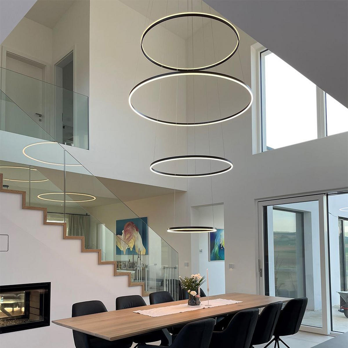 LED-HÄNGELAMPE 5er Ring Aluminium Ø 100 | 120 | 150 | 120 | 100cm - Alufarben, Metall (1.3/150/3.3cm) - s.luce