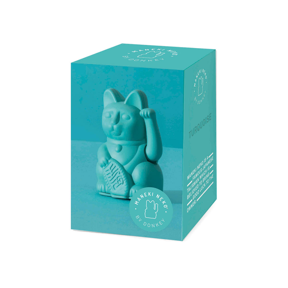 WINKEKATZE Lucky Cat Mini Maneki Neko, Kunststoff, Türkis, 9.8 cm - Grün, Kunststoff (6.7/9.8/5.2cm) - Donkey Products