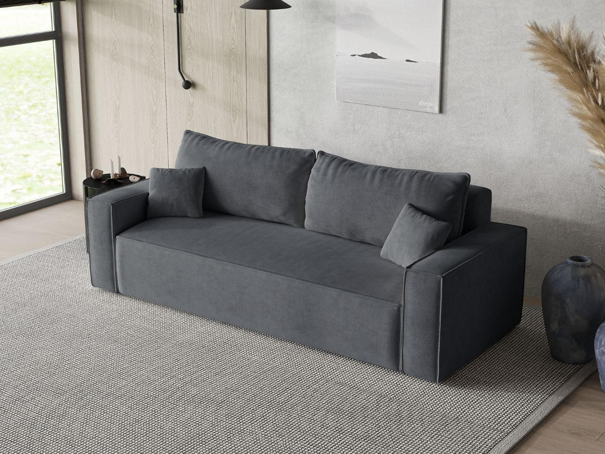 SOFA 230/90/70 Dunkelgrau Sivra - Dunkelgrau, Kunststoff/Textil (230/70/90cm) - Graingold