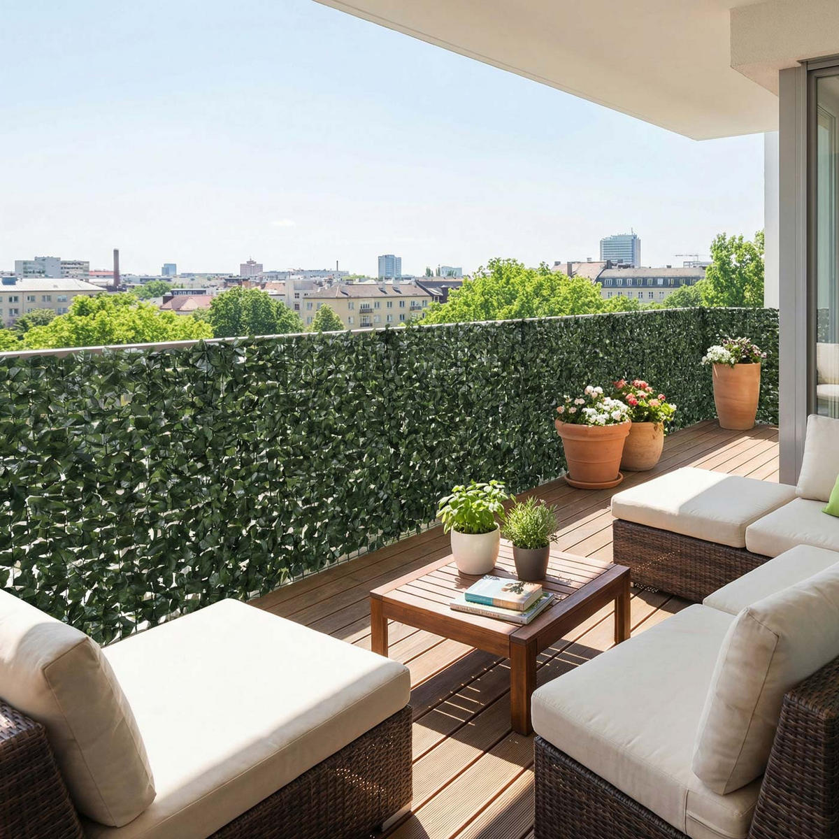 BALKONSICHTSCHUTZ BUCHE Dunkelgrün - Dunkelgrün, Textil (300/150cm) - MCW