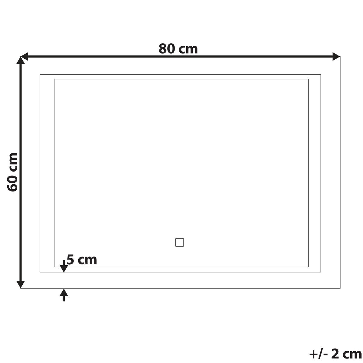 BADSPIEGEL mit LED-Beleuchtung rechteckig 80/60 cm Eyre - Silberfarben, Kunststoff (80/60/4cm) - Beliani