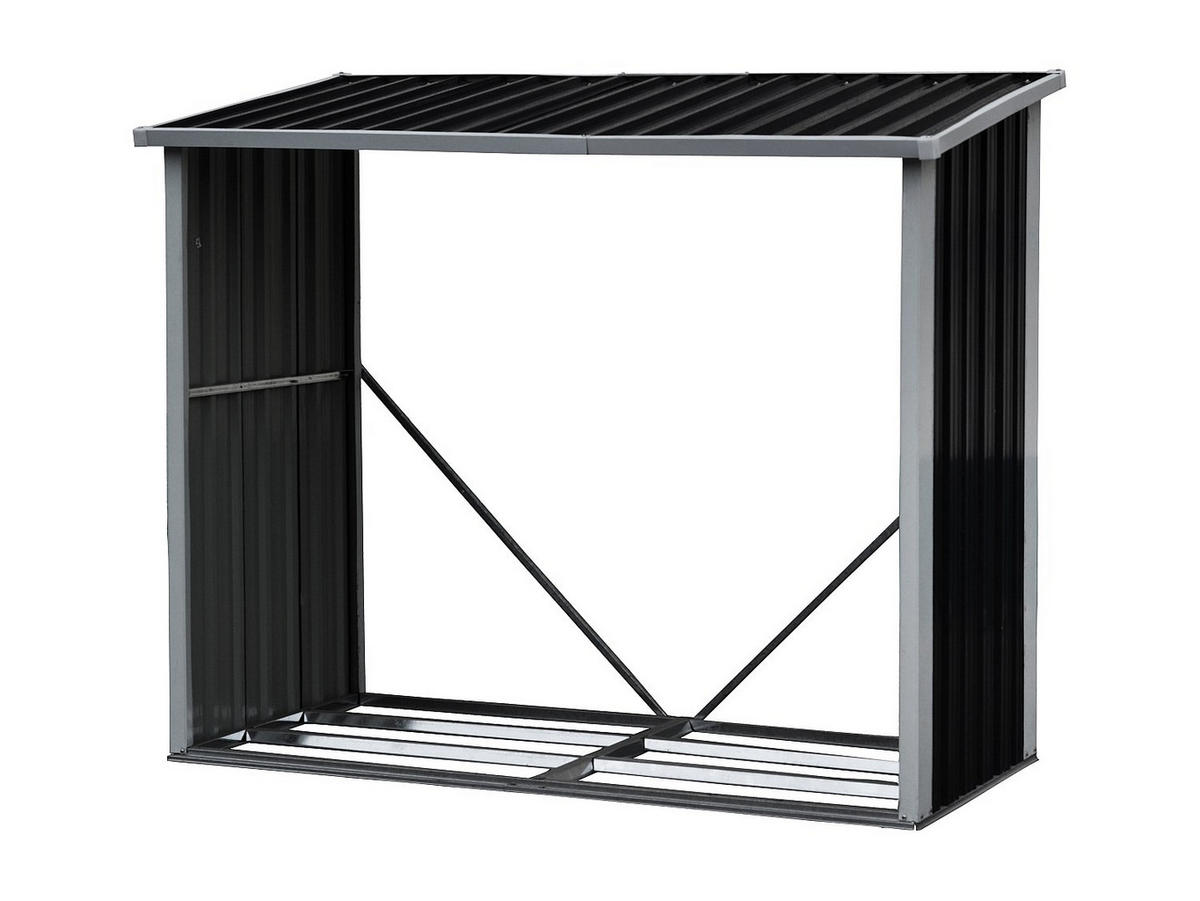 KAMINHOLZREGAL - 170 cm x 67 cm - metall - anthrazitgrau Derwood - Anthrazit, Metall (170/135/67cm) - Vente-Unique