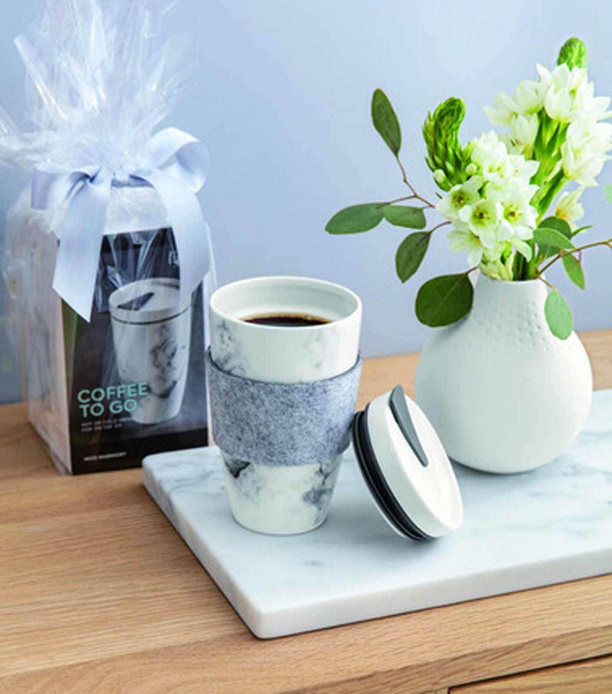 KAFFEEBECHER M Coffee To Go Marmory 350 ml - Weiß/Grau, Keramik (0.35L) - like.Villeroy & Boch