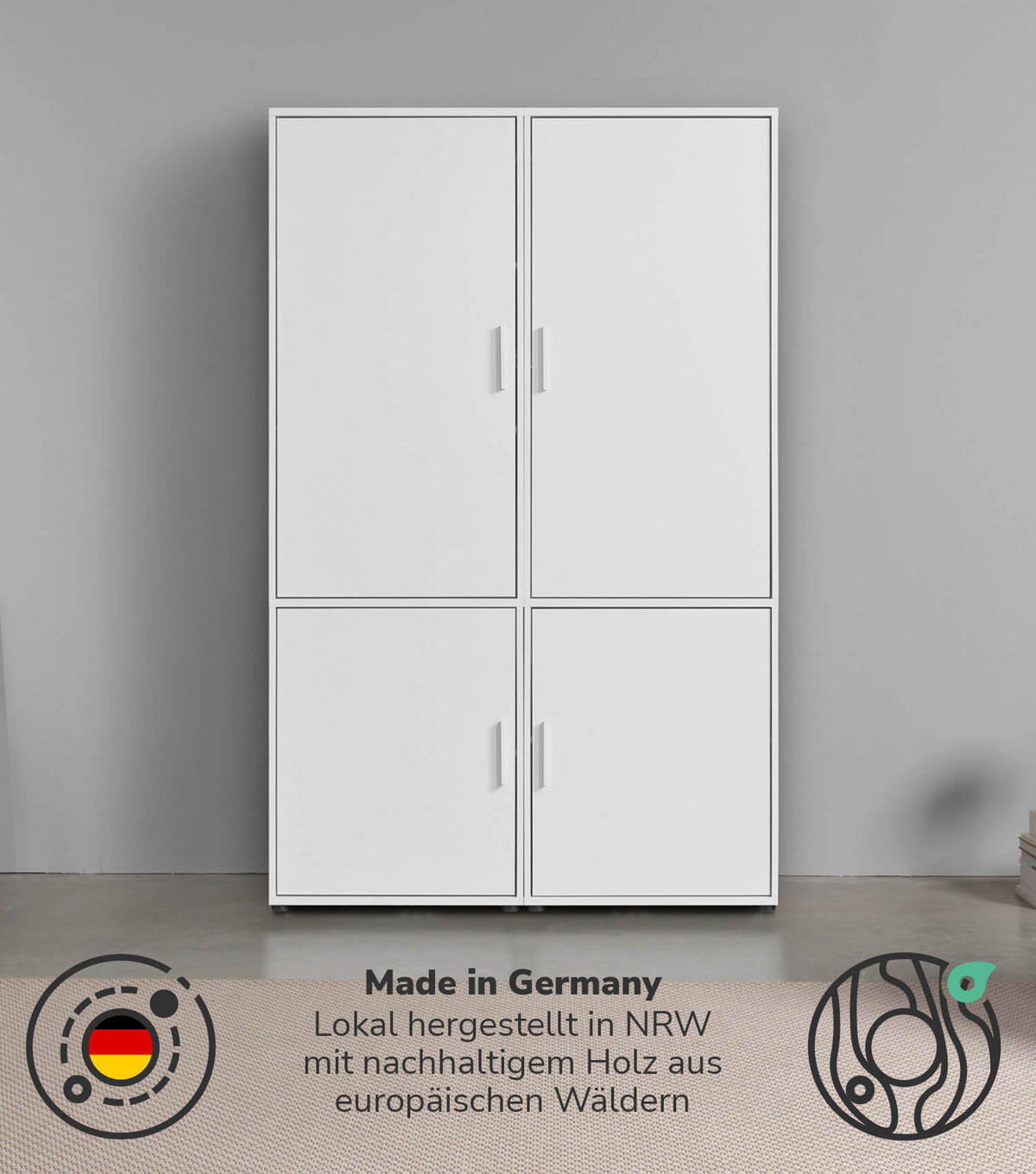 KLEIDERSCHRANK Der Grenzenlose - Weiß, Holzwerkstoff (120/187/58cm) - Mokebo