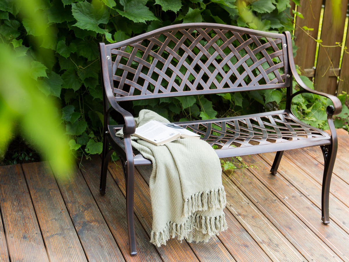 GARTENBANK 2-Sitzer Braun Staggia - Braun, Metall (104/87/56cm) - Beliani