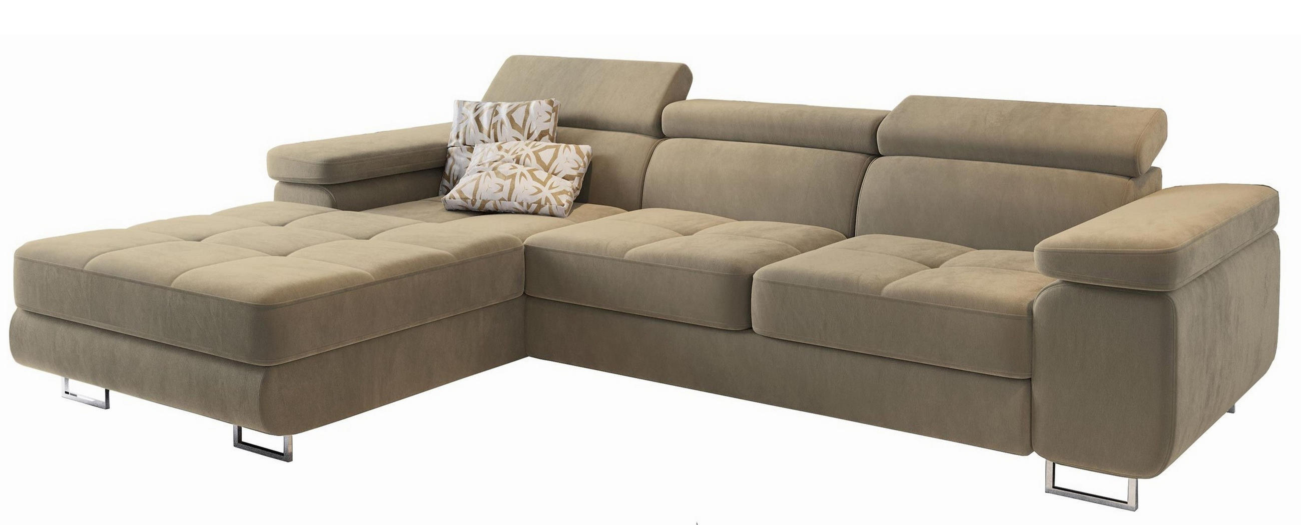 ROHOVÁ SEDAČKA ELMA krémová - stříbrná/krémová, kov/dřevo (280/205cm) - MASSENO