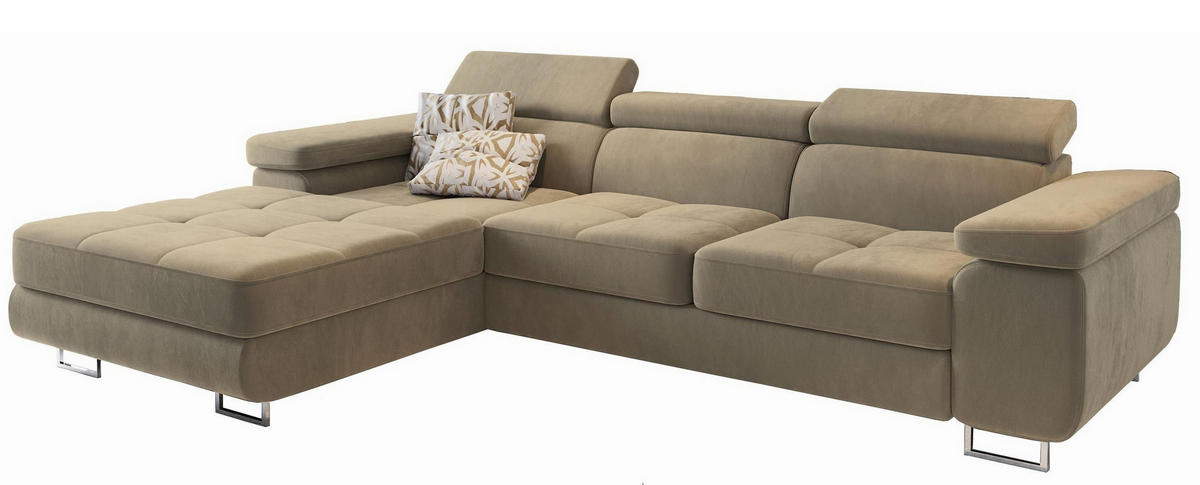 ROHOVÁ SEDAČKA ELMA krémová - stříbrná/krémová, kov/dřevo (280/205cm) - MASSENO