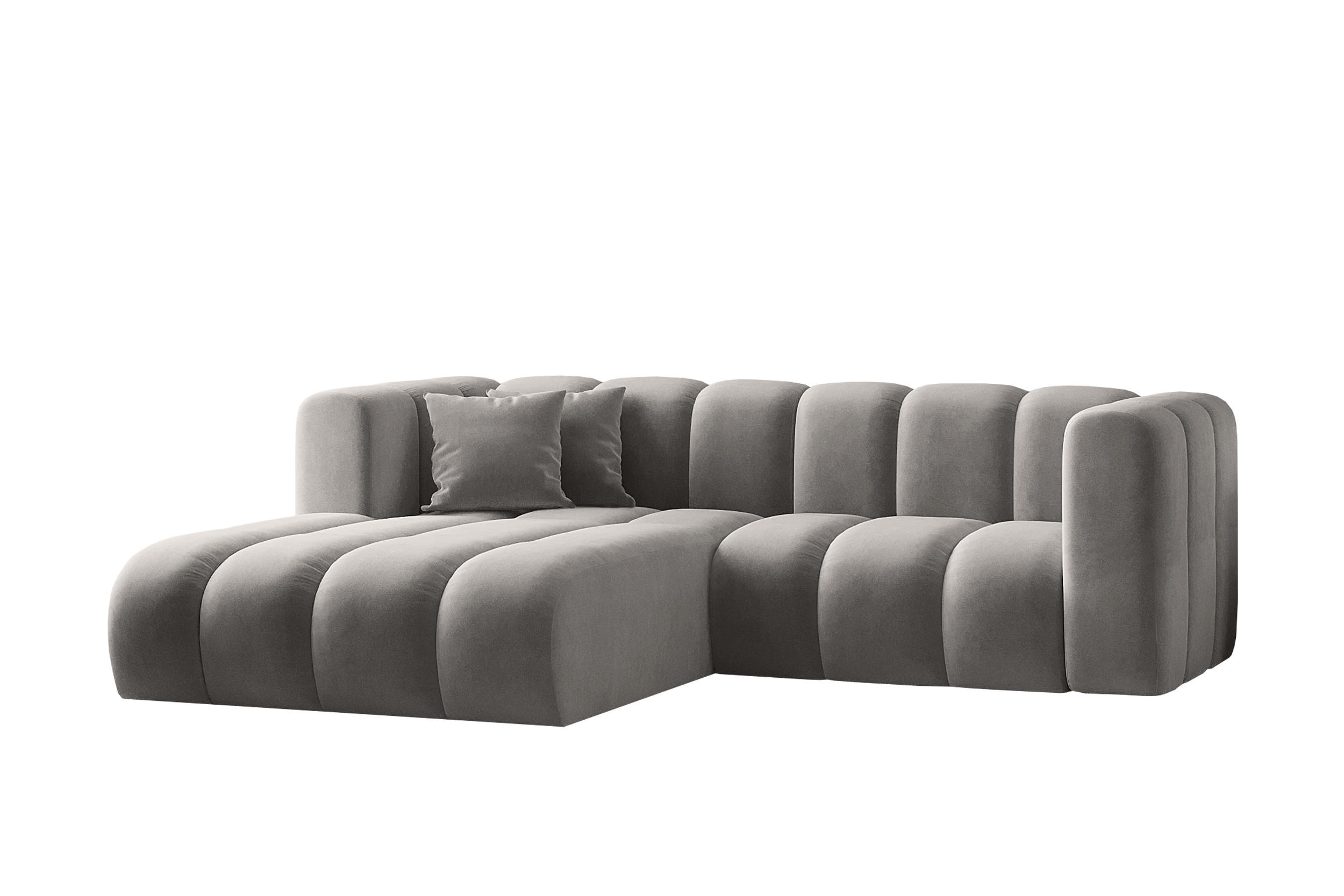 ECKSOFA L-from, Sofa Grand modular stoff Salvador Grau Links - Grau, Holz (179/227cm) - Kaiser Möbel
