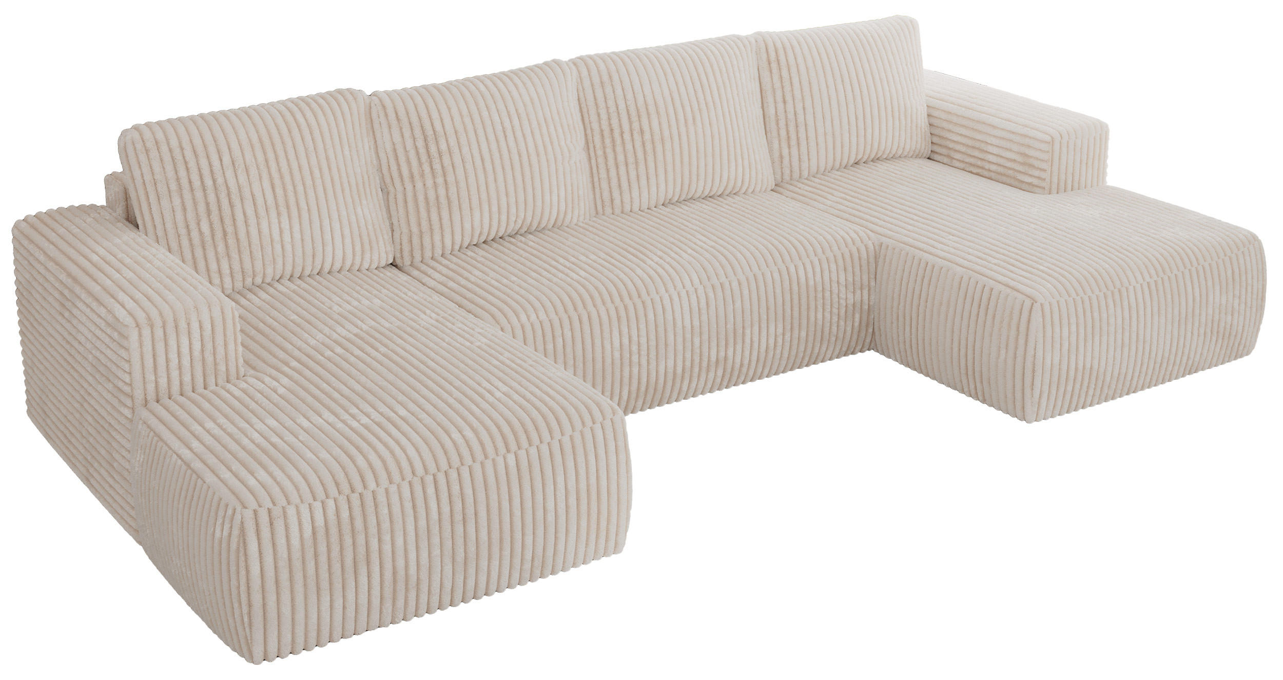 WOHNLANDSCHAFT TRENTINO U Beige Cord - Beige, Textil (334/91/163cm) - MKS