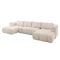 WOHNLANDSCHAFT Ottomane Links CLOUD-U 414x180x40 Beige Cord - Beige, Holzwerkstoff/Kunststoff (414/90/180cm) - ALTDECOR