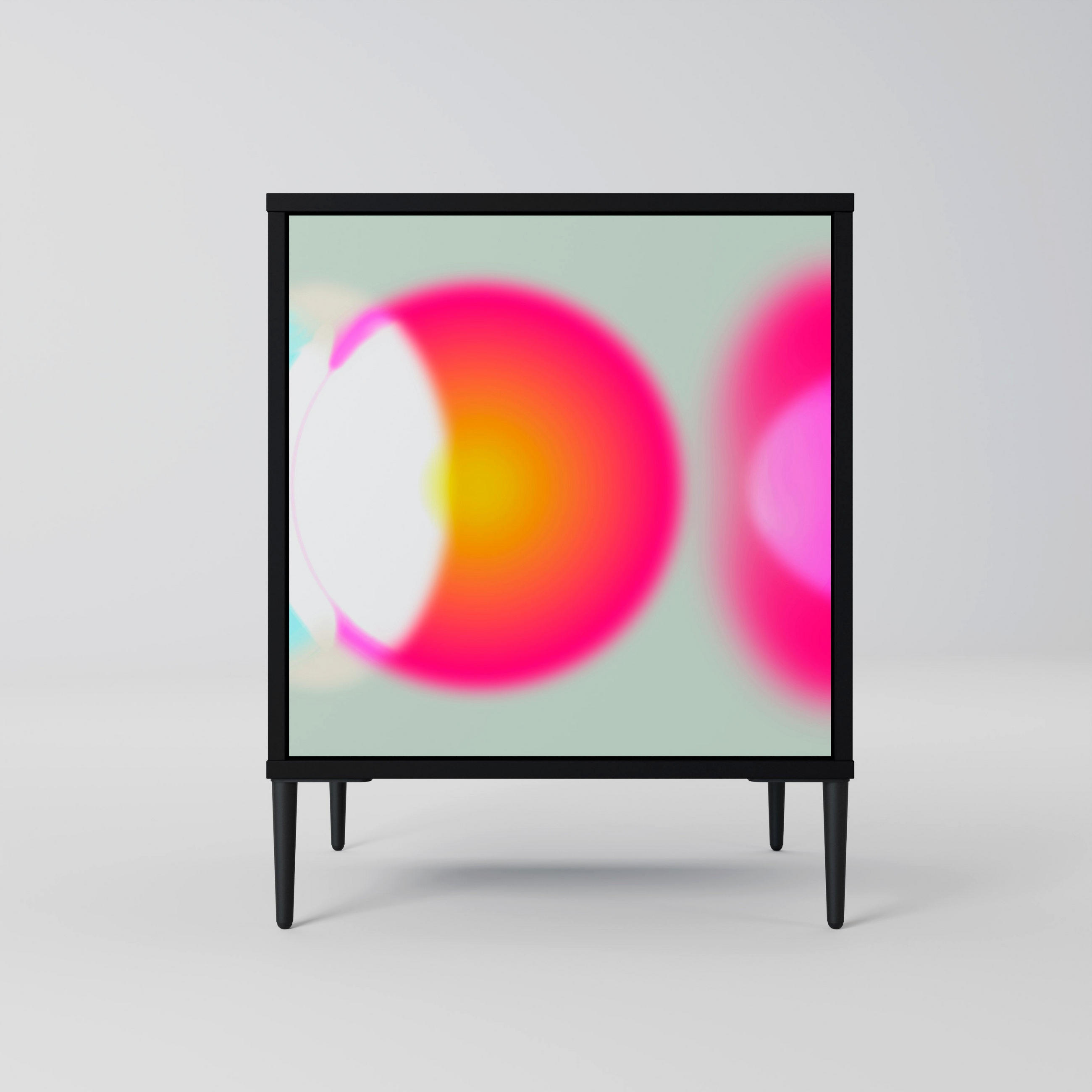 SIDEBOARD SYMPHONY OF COLORS, Schwarz, 57,5x42x72,5 cm, Schwarze Metallfüße - Multicolor/Schwarz, Holzwerkstoff/Metall (57.5/72.5/42cm) - SpaceRebels