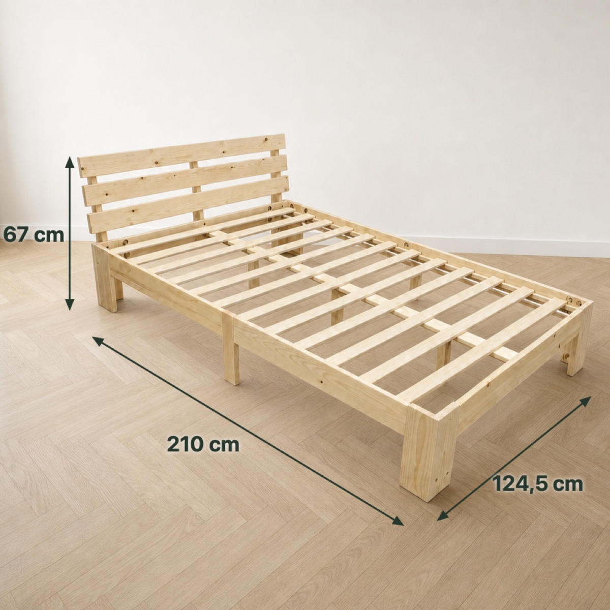 POSTEĽ Prírodná masívne drevo s roštom 120x200 cm - svetlohnedá, drevo - Relaxdays