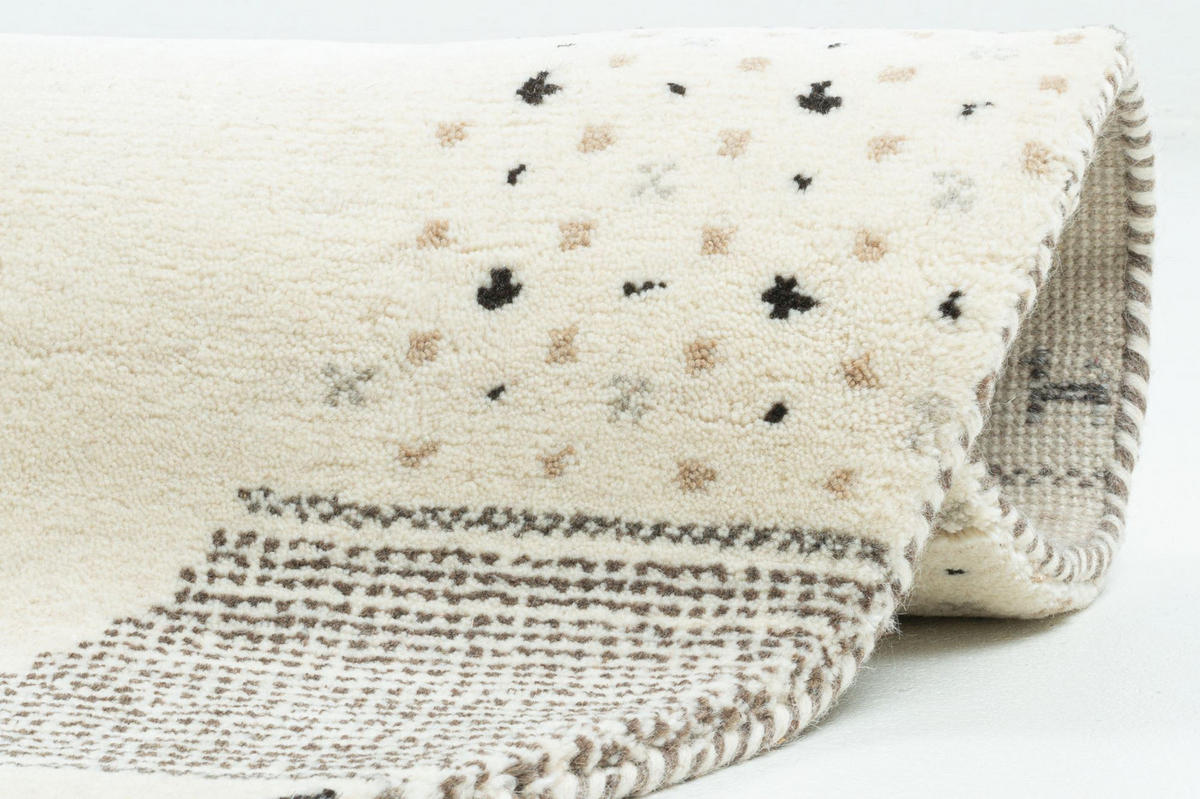 HANDKNÜPFTEPPICH Denver 150x150 cm - Beige, Textil (150/150cm) - THEKO