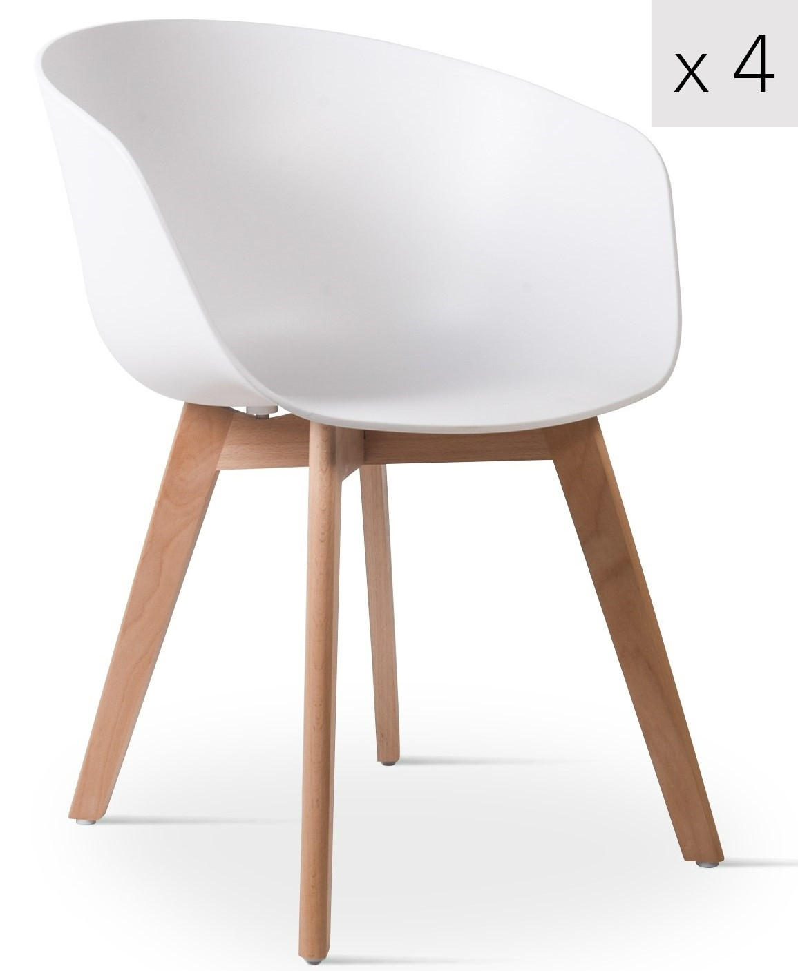 STUHL 4er-Set Polypropylen Weiß - Weiß, Kunststoff (55/76/56cm) - Nordlys