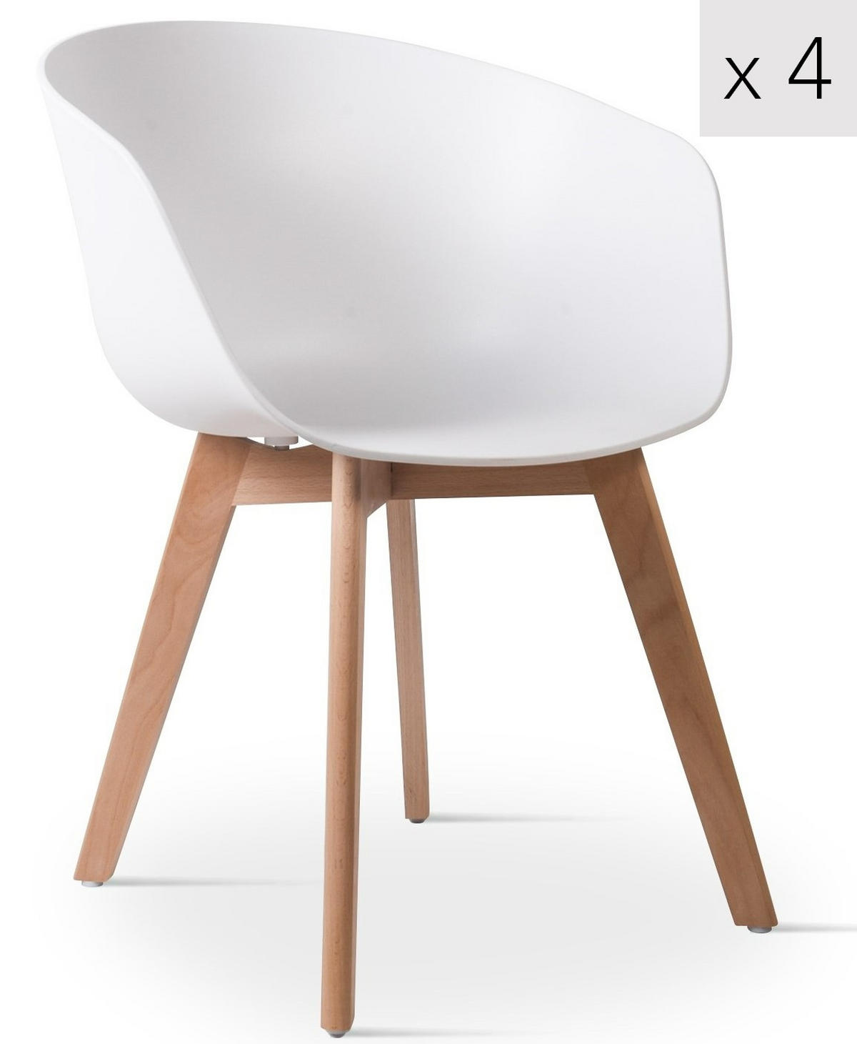 STUHL 4er-Set Polypropylen Weiß - Weiß, Kunststoff (55/76/56cm) - Nordlys