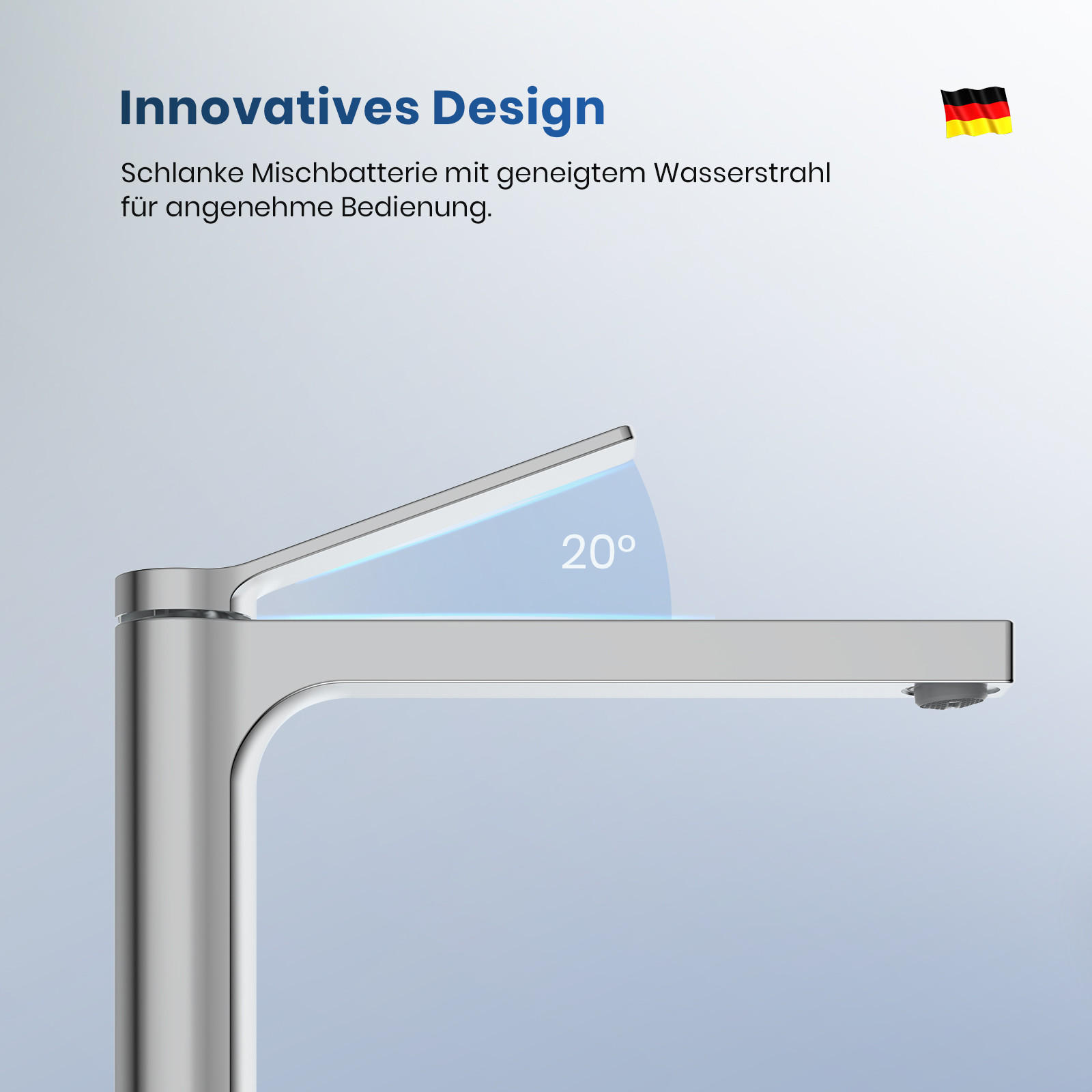 WASCHTISCHARMATUR mit Zertifiziertem Filterelement Verchromt Hoher Stil - Chromfarben, Metall (23.3/4.6/33.5cm) - EMKE
