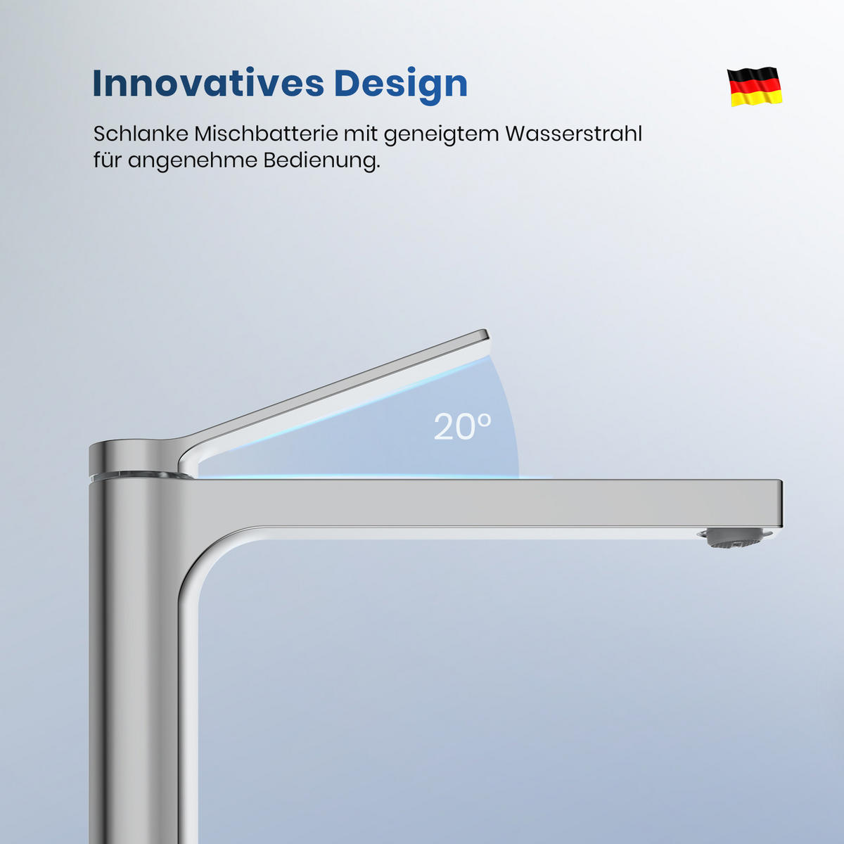 WASCHTISCHARMATUR mit Zertifiziertem Filterelement Verchromt Hoher Stil - Chromfarben, Metall (23.3/4.6/33.5cm) - EMKE
