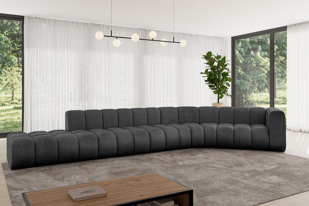 ECKSOFA modulares Sofa Tilmo-L2 - 490x194x70 cm Schwarz - Schwarz, Holzwerkstoff/Textil (490/194cm) - ALTDECOR