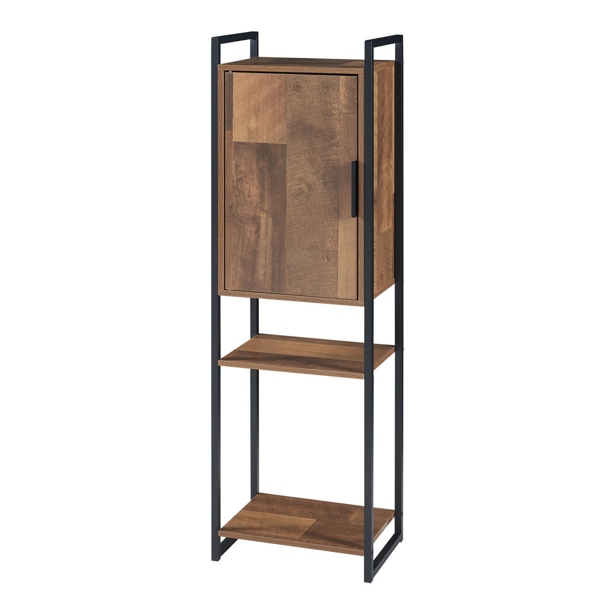 BADEZIMMERSCHRANK Namsskogan - Walnussfarben/Schwarz, Holzwerkstoff/Metall (35/115/25cm) - [en.casa]