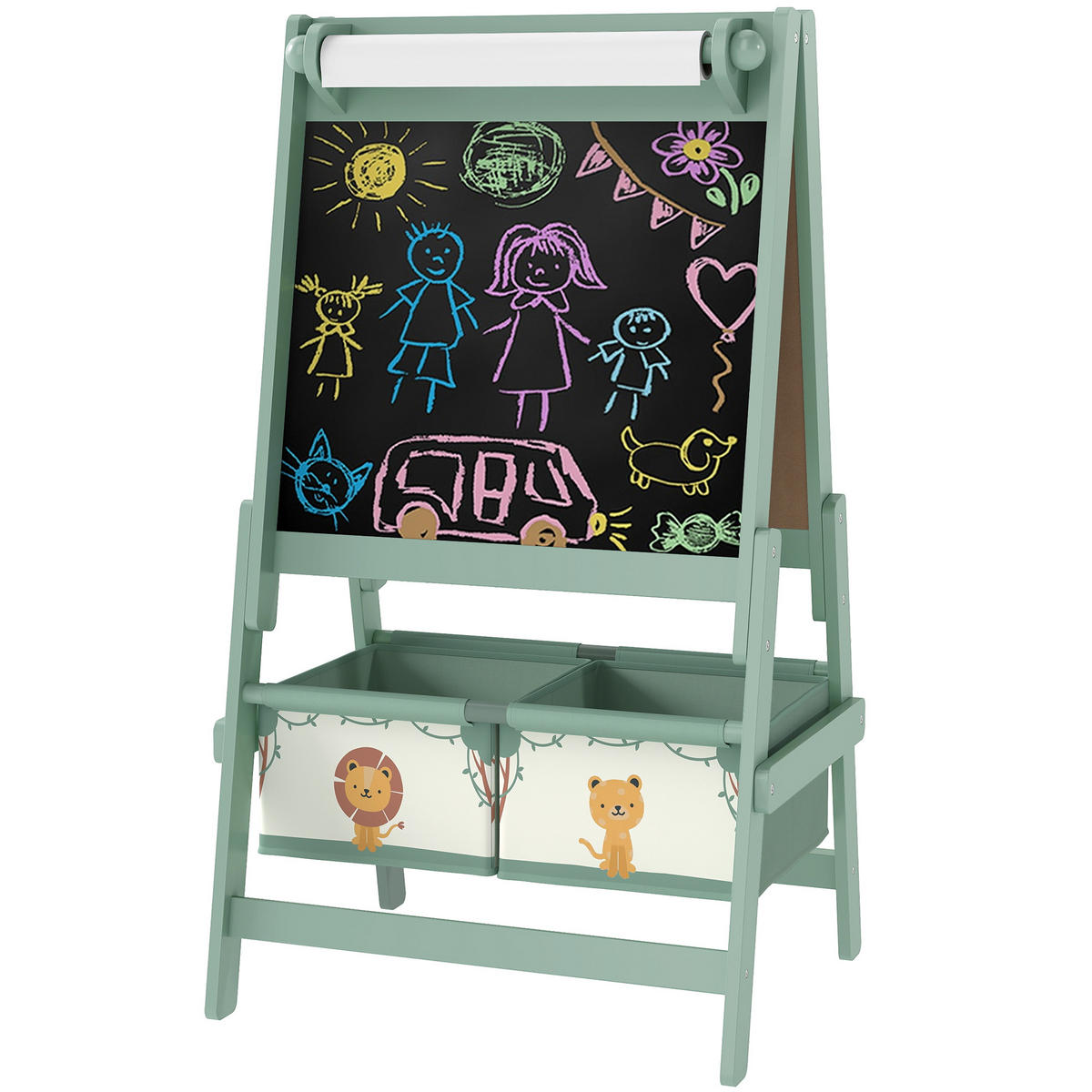 MALTAFEL DE-18200 3-in-1 mit Papierrolle Grün - Grün, Holzwerkstoff (46/94/54cm) - ComfortXL