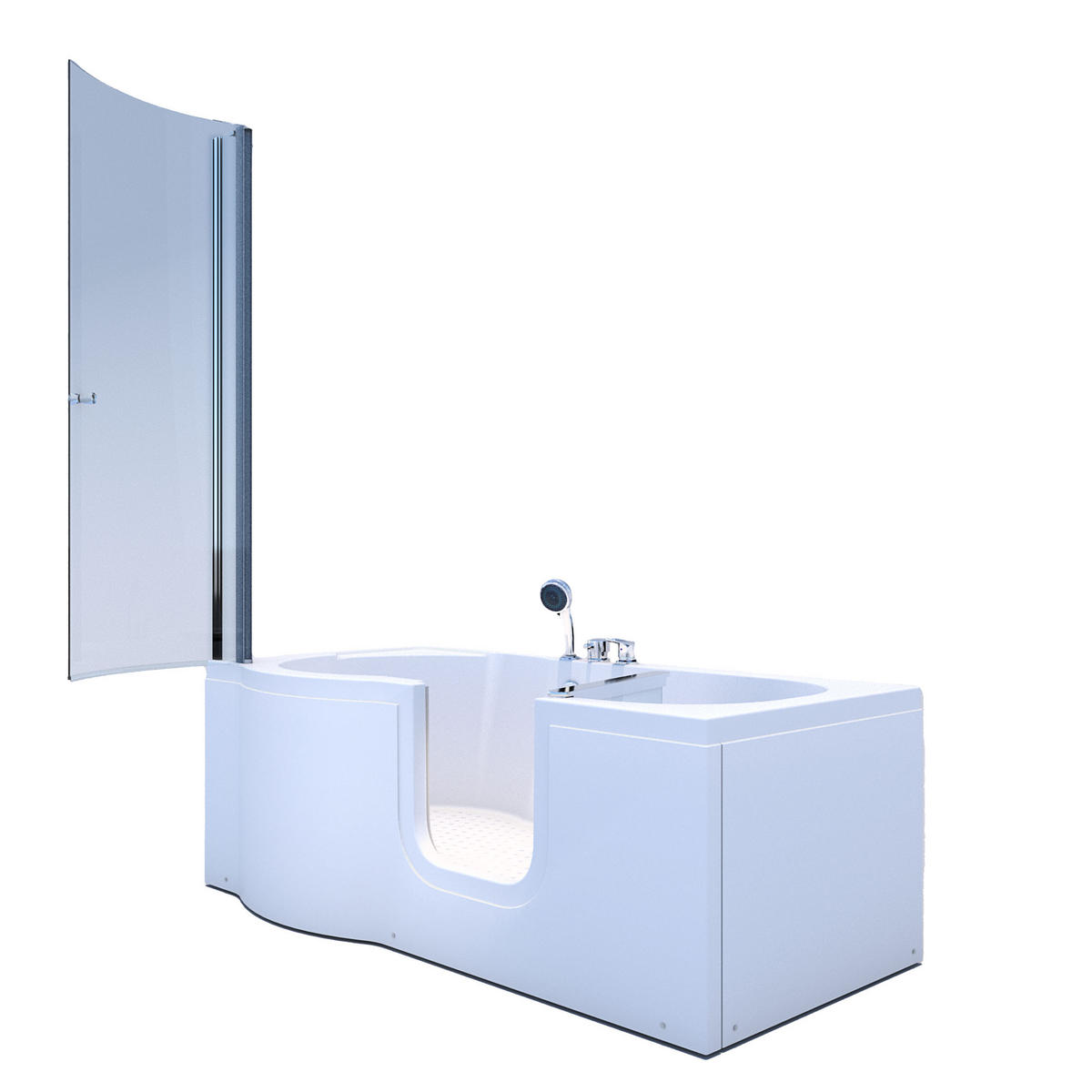 SENIORENDUSCHE S12D-EH-R-EC Weiß - Weiß, Glas/Kunststoff (85/170/200cm) - AcquaVapore by Sandra Jentho