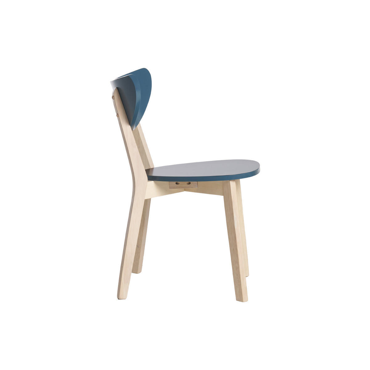 STÜHLE skandinavisch Petrolblau helles Holz (2er-Set) LEENA - Blau, Holz (54.5/80/50cm) - Miliboo