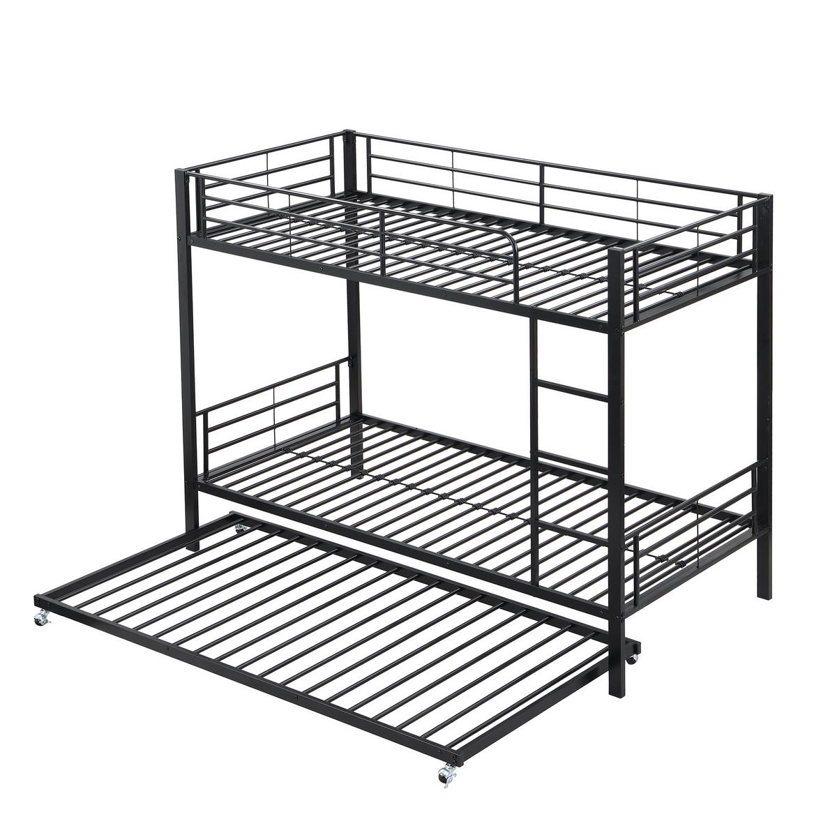 ETAGENBETT aus Metall 90x200 cm in Schwarz mit Ausziehbett - Schwarz, Metall (90/190cm) - Modfu