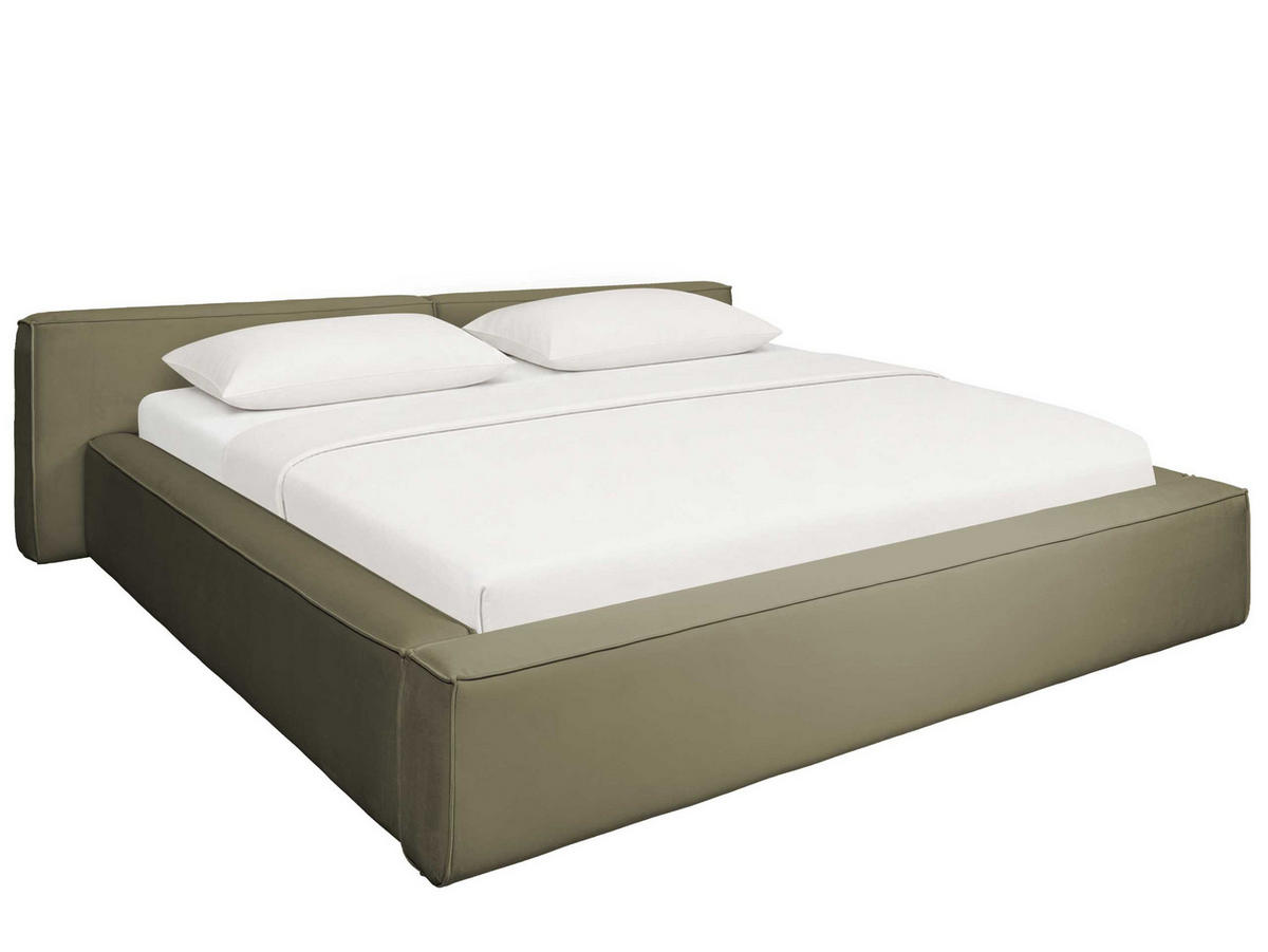 POLSTERBETT Jodie XL Low Olive 160/200 cm Samt mit Bettkasten - Olivgrün, Textil/Metall (160/200cm) - wonello