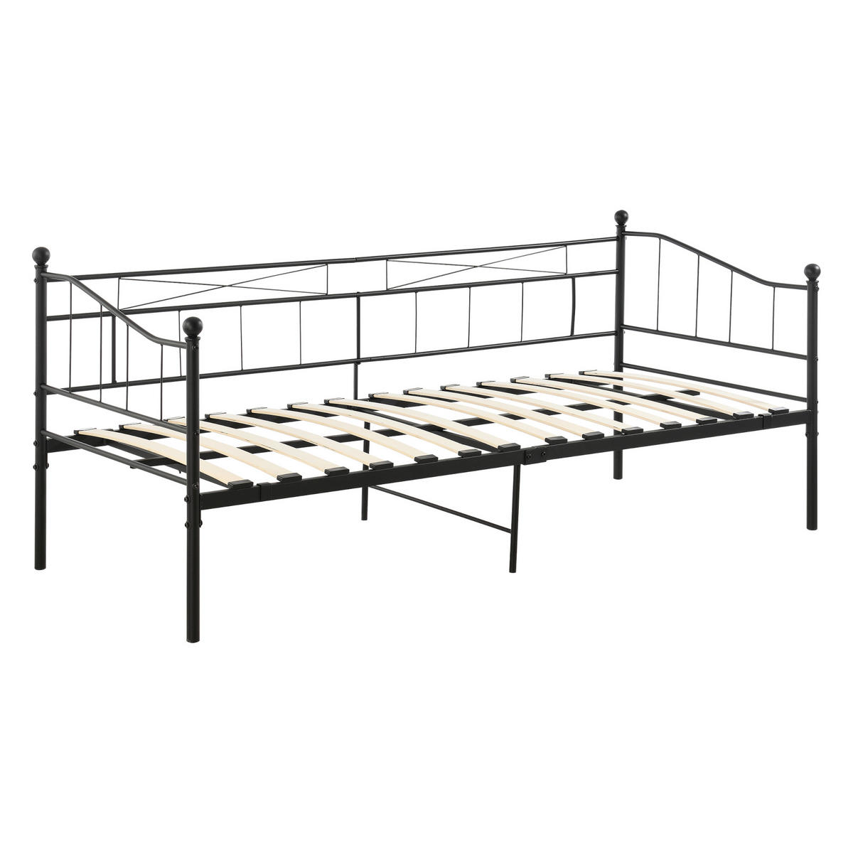 TAGESBETT Arjeplog - Schwarz, Metall (90/200cm) - [en.casa]