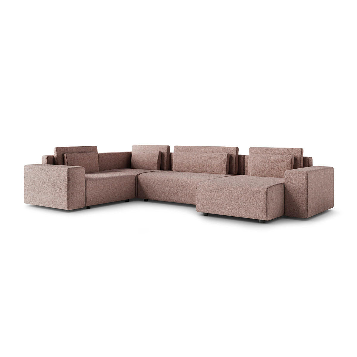 PANORAMASOFA Lorenzo 5 Sitzplätze Rosa - Rosa, Holz (378/85/236cm) - Petits-meubles