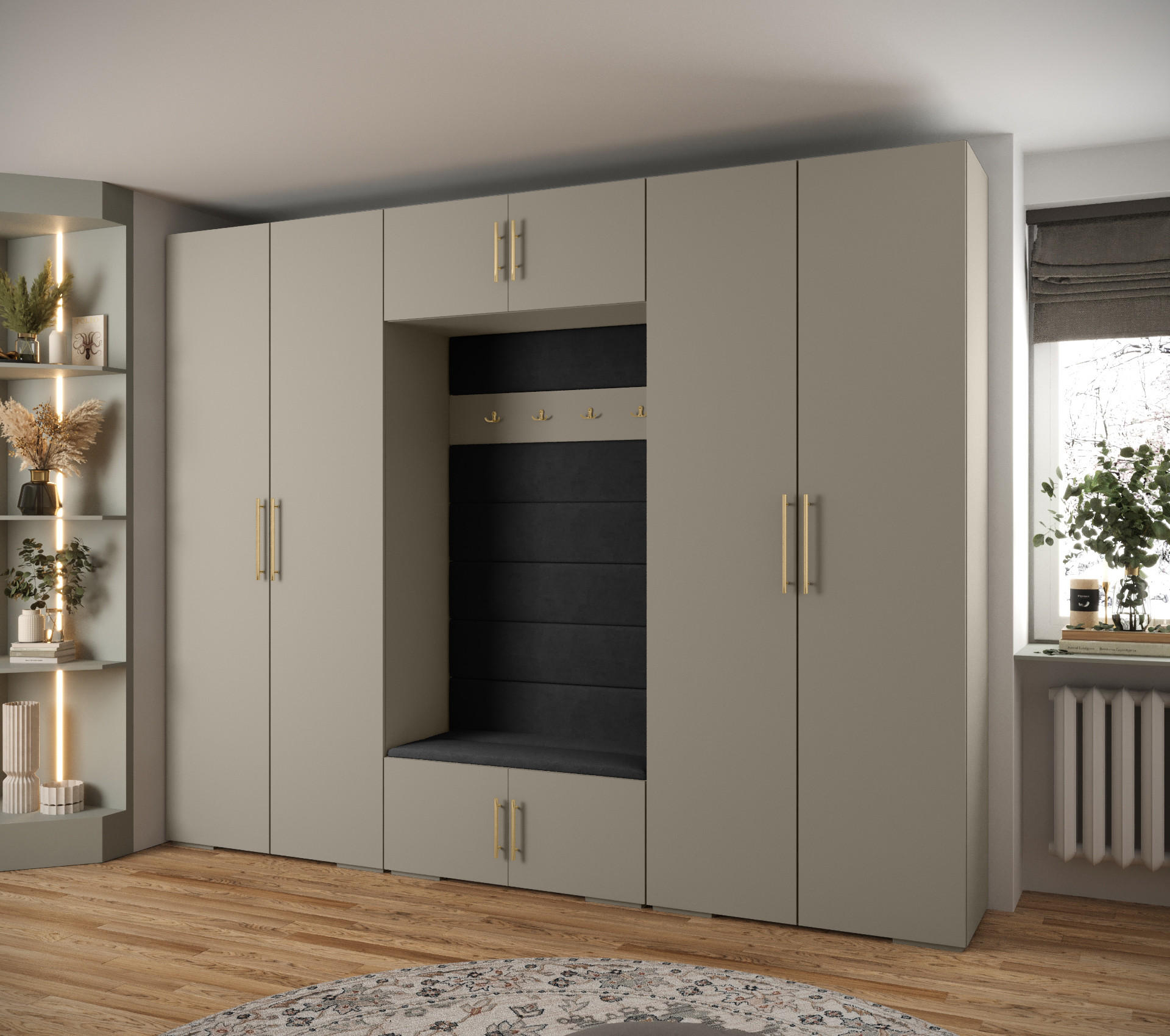 GARDEROBEN-SET 236,7/300/47 - Kaschmir/Goldfarben, Holz/Metall (300/236.7/47cm) - Abiks Möbel