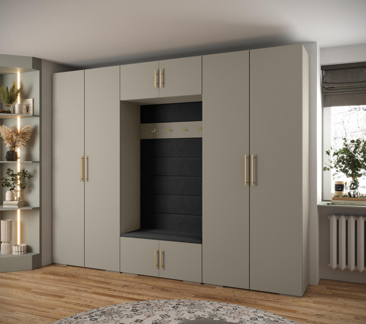GARDEROBEN-SET 236,7/300/47 - Kaschmir/Goldfarben, Holz/Kunststoff (300/236.7/47cm) - Abiks Möbel