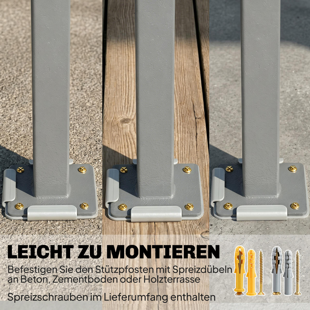 SEITENMARKISE DE-07470 Sichtschutz, wasserabweisend UV50+ Dunkelgrau - Dunkelgrau, Textil/Metall (5/185/420cm) - ComfortXL