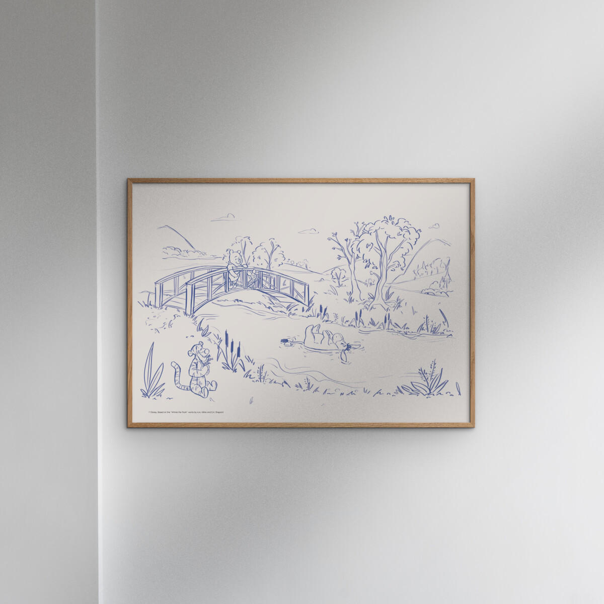 POSTER mit Rahmen Disney - Disney - Hundred Acre Peaceful Day - Eichefarben/Beige, Holz/Papier (70/100cm) - Poster&Frame