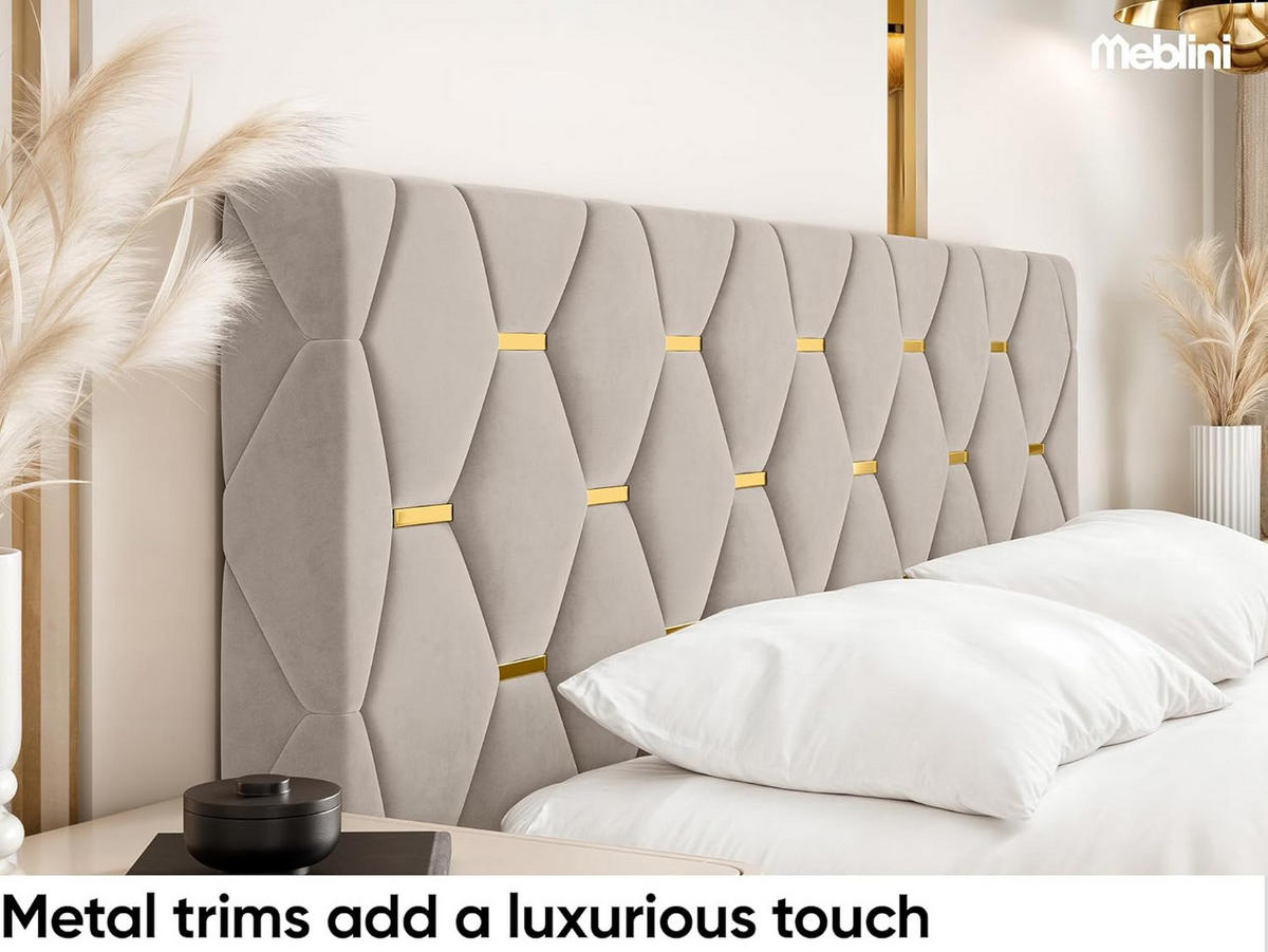 BETT VERSAL - Beige/Goldfarben, Holzwerkstoff (160/200cm) - Meblini