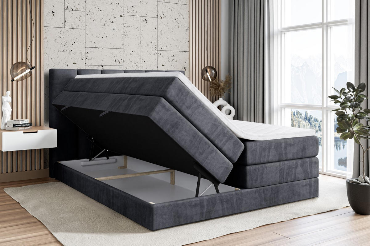 BOXSPRINGBETT BOXI1 KING - 180x200 - H3/H4 - Dunkelgrau - Dunkelgrau, Holzwerkstoff (180/200cm) - ALTDECOR